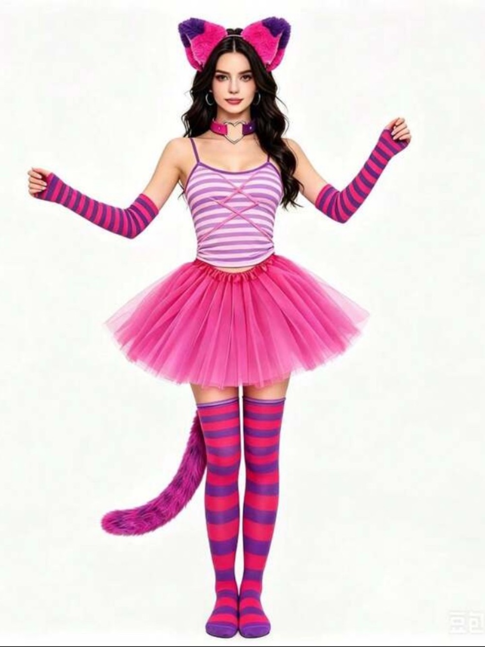 Pink Cosplay Set with Purple-Pink Striped Accessories - Picture 8 of 8